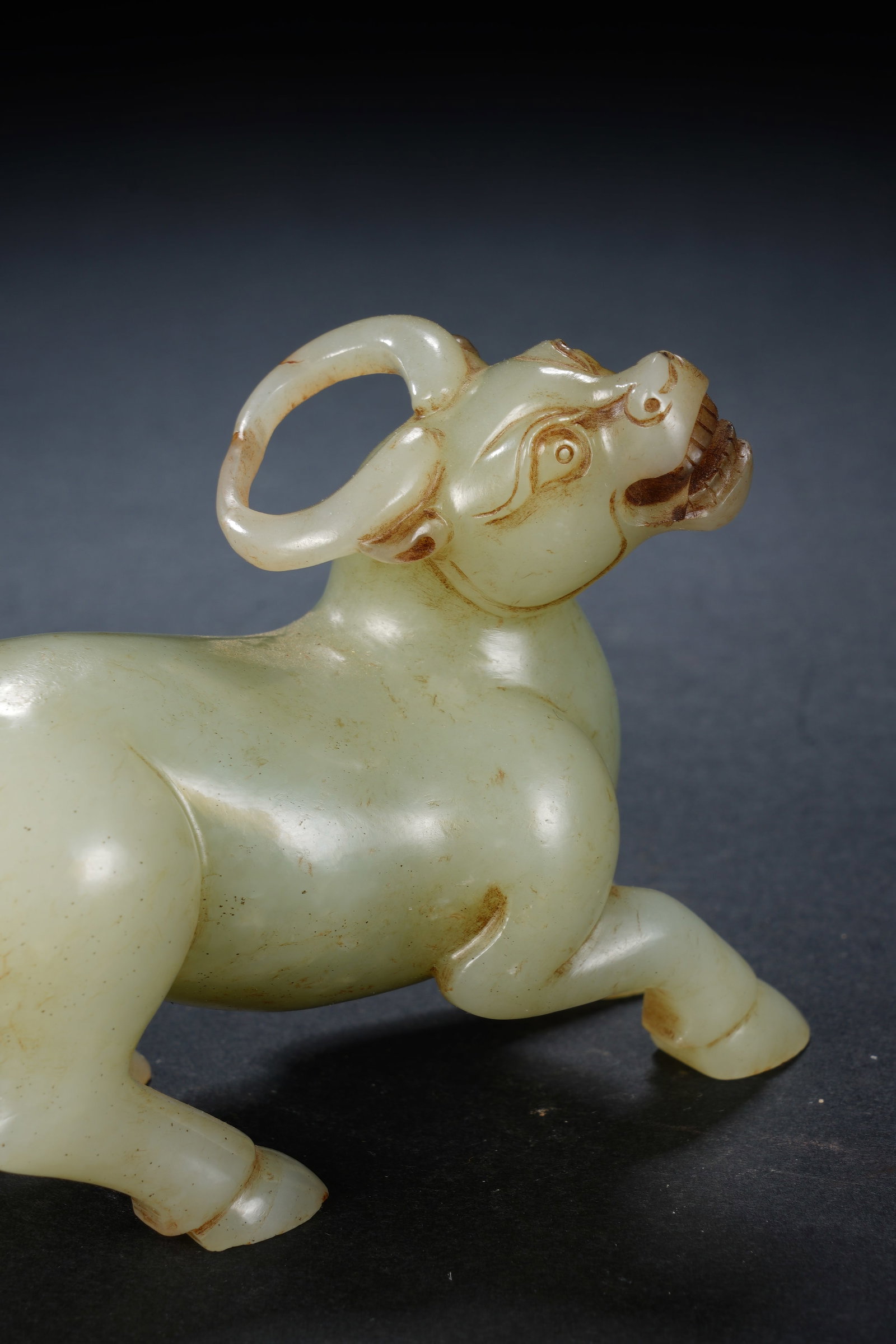 Jade Carved Ox Shape Figure - 3