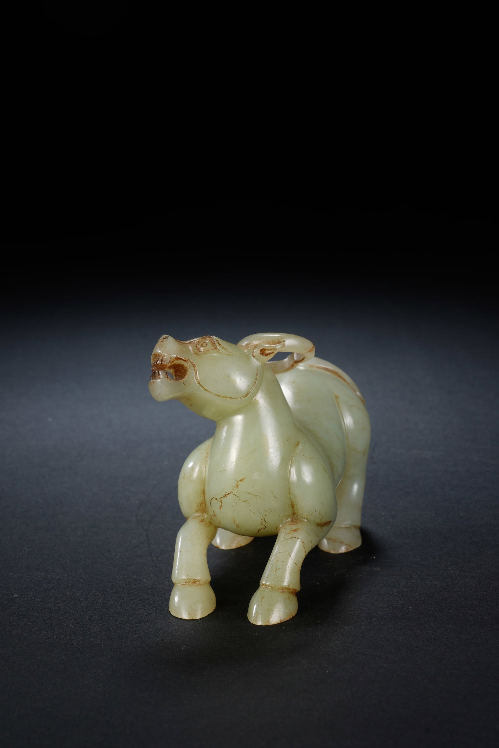Jade Carved Ox Shape Figure - 5