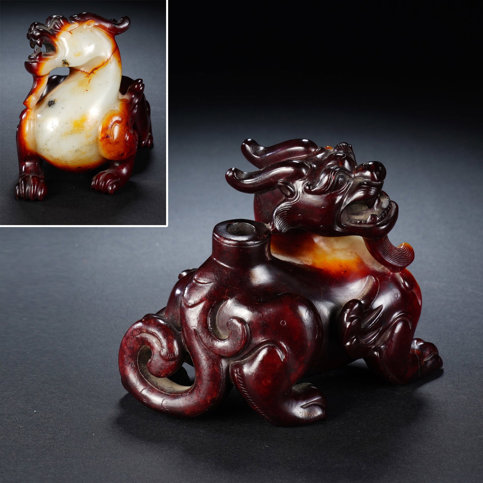 Jade Carved Beast Shape Figure: Jade Carved Beast Shape Figure (11 x 6 x 9cm,Weight 522g)