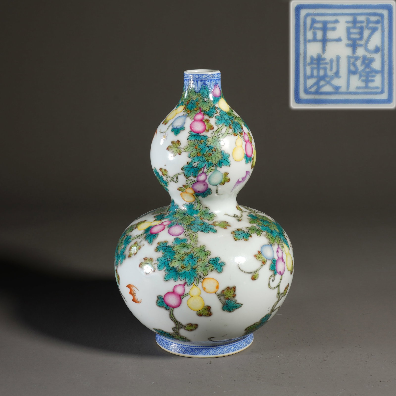 Famille Rose Gourd Pattern Porcelain Gourd Shape Vase (1 of 9)