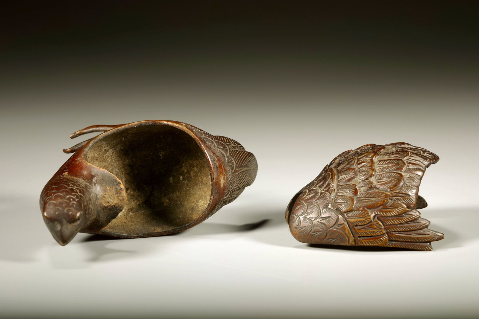 A BRONZE QUAIL INCENSE BURNER - 5