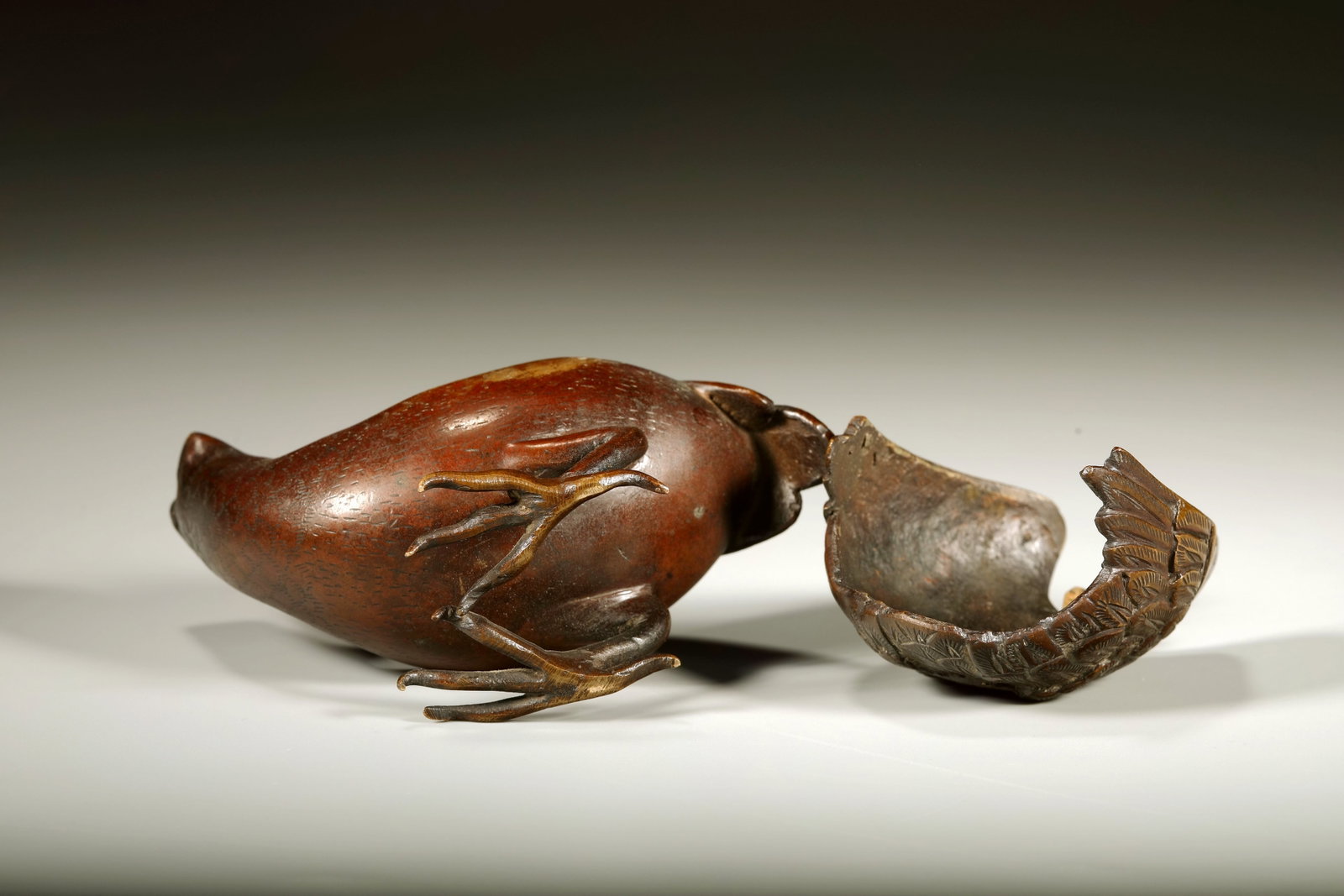 A BRONZE QUAIL INCENSE BURNER - 6