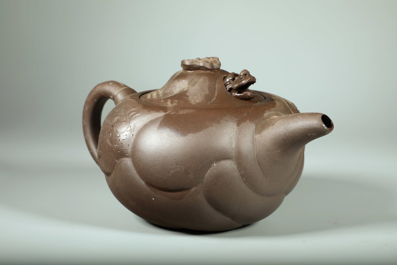 A ZISHA FISH-DRAGON TEAPOT SET - 5