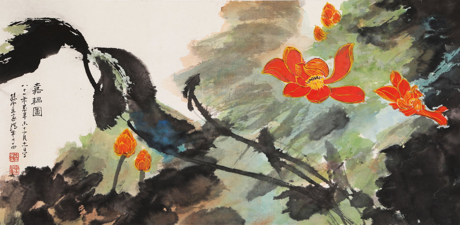 A CHINESE HAND PAINTING WITH THE MARK OF SUN YUNSHENG: A CHINESE HAND PAINTING WITH THE MARK OF SUN YUNSHENG 31*63.5cm