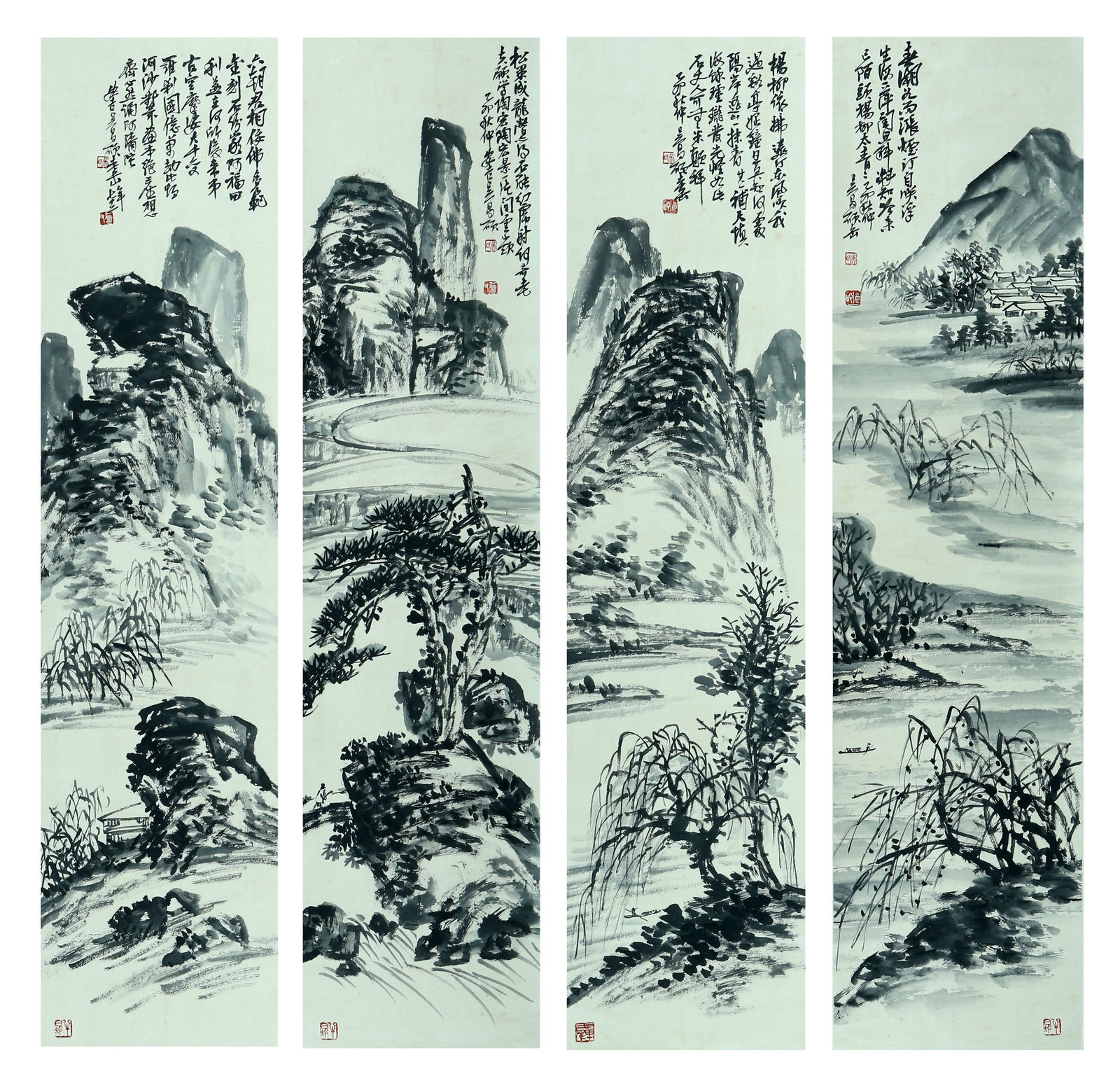 A SET OF CHINESE HAND PAINTINGS WITH THE MARK OF WU CHANGSHUO (1 of 17)