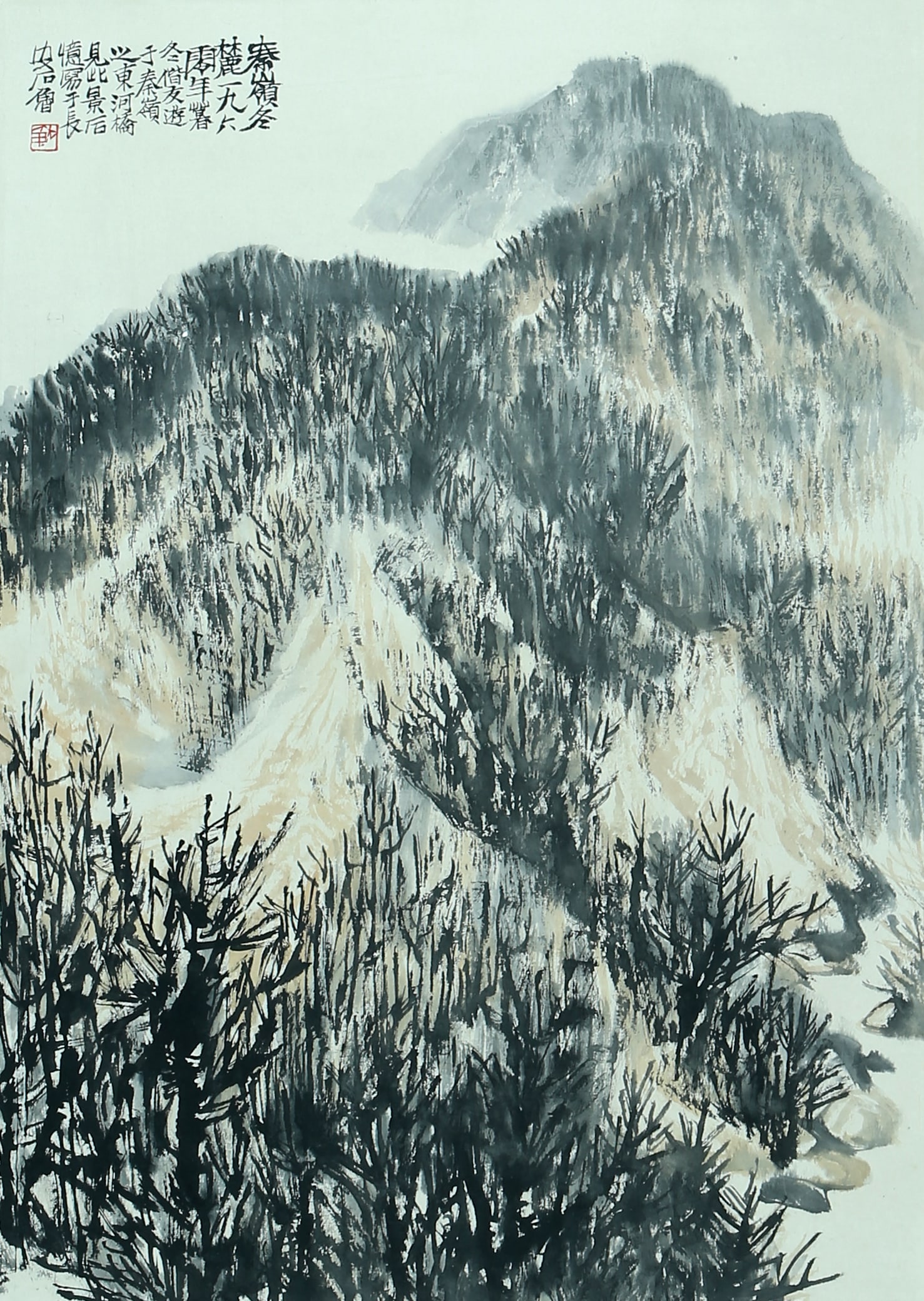 A CHINESE HAND PAINTING WITH THE MARK OF SHI LU: A CHINESE HAND PAINTING WITH THE MARK OF SHI LU 68*48cm