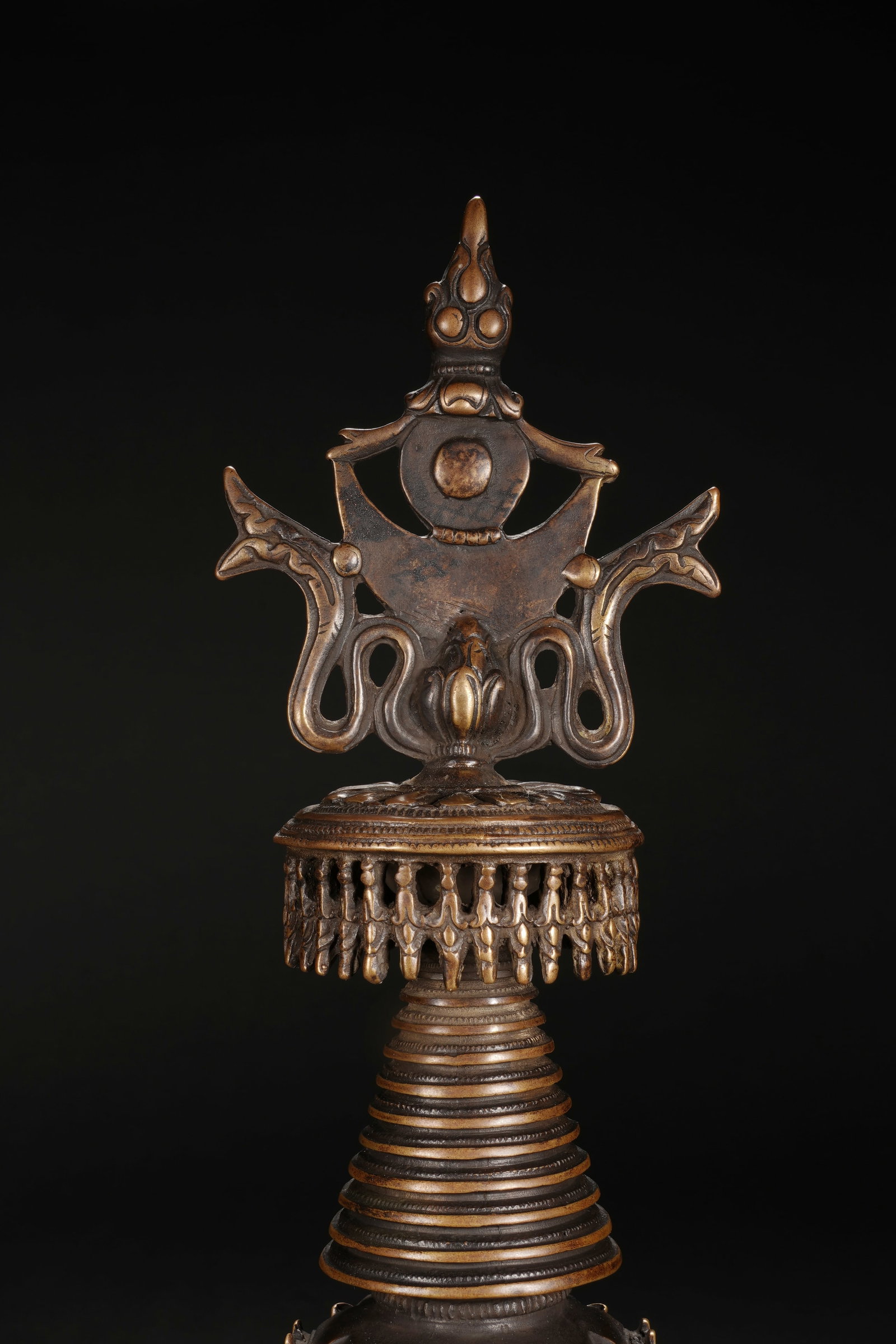 A COPPER-ALLOY KADAM STUPA - 2