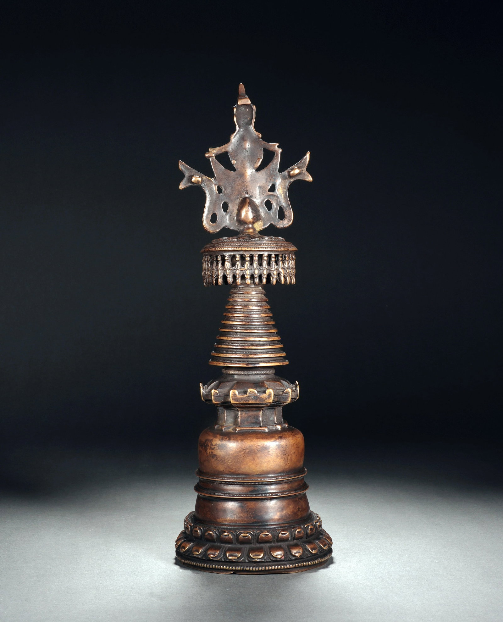 A COPPER-ALLOY KADAM STUPA - 6