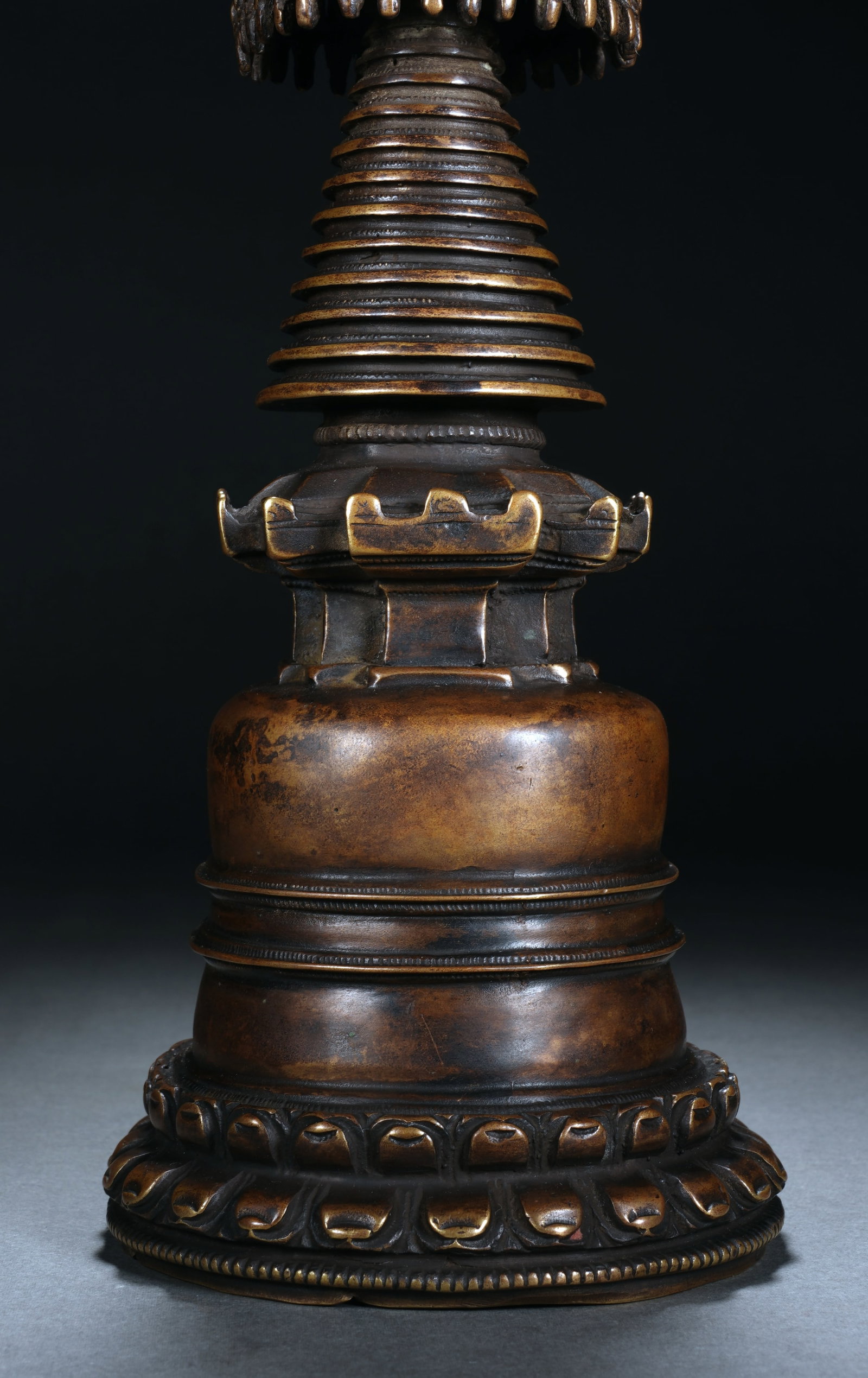 A COPPER-ALLOY KADAM STUPA - 8