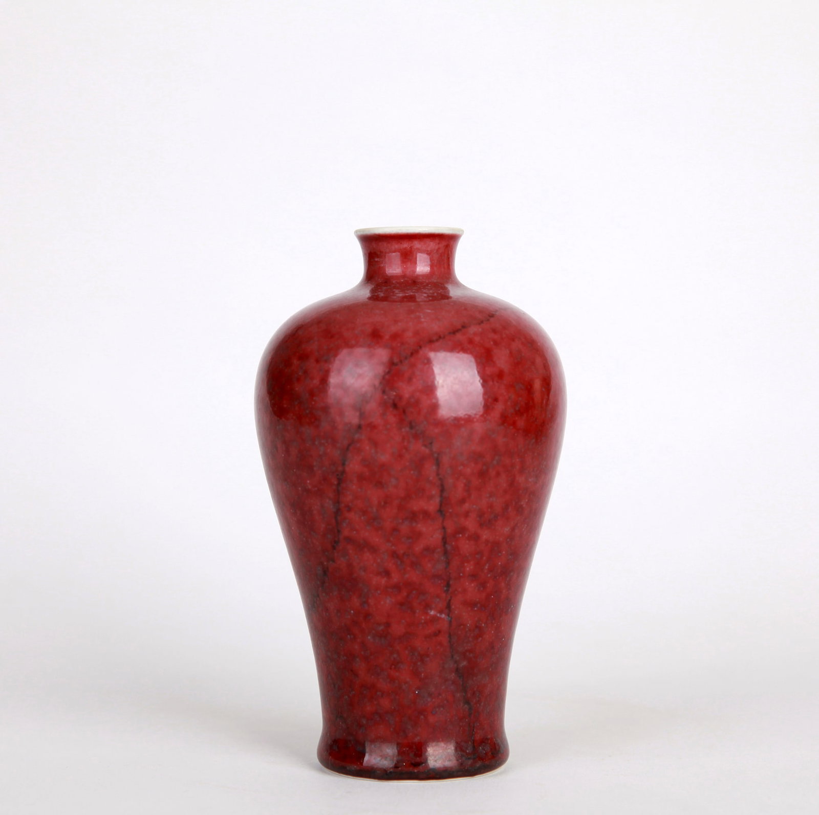 A LANG RED SMALL MEIPING VASE - 4