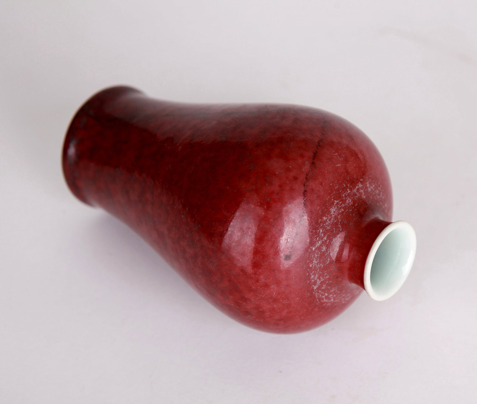 A LANG RED SMALL MEIPING VASE - 7