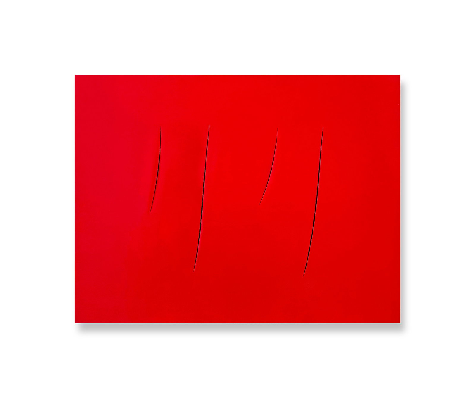 A WATERPAINT PAINTING ON CANVAS WITH THE MARK OF LUCIO FONTANA: A WATERPAINT PAINTING ON CANVAS WITH THE MARK OF LUCIO FONTANA 50*65.5cm
