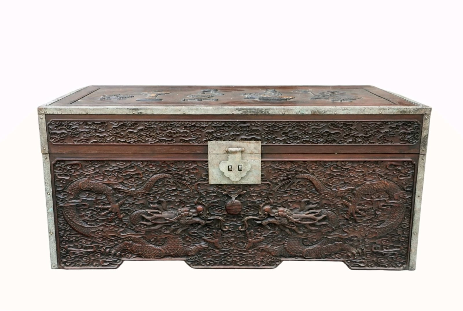 A ZITAN CARVED DRAGON OFFICIAL BOX: A ZITAN CARVED DRAGON OFFICIAL BOX Length:94cm,Width:46cm,Height:42cm