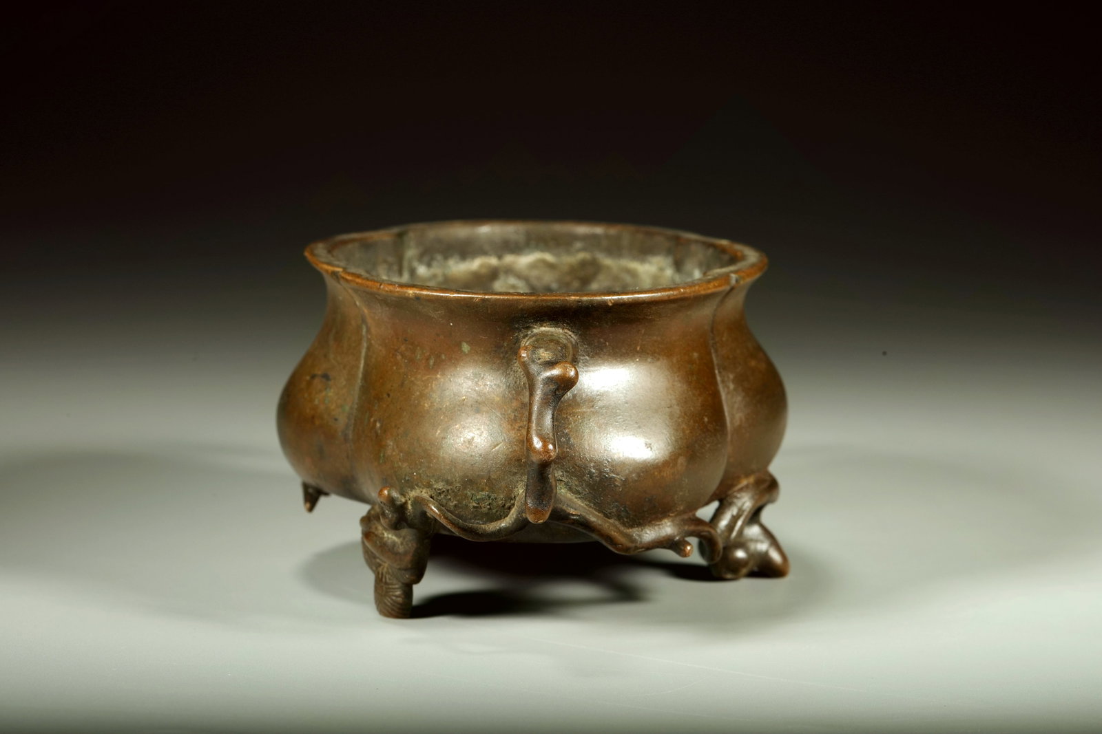 A BRONZE PINE BRANCH INCENSE BURNER - 4