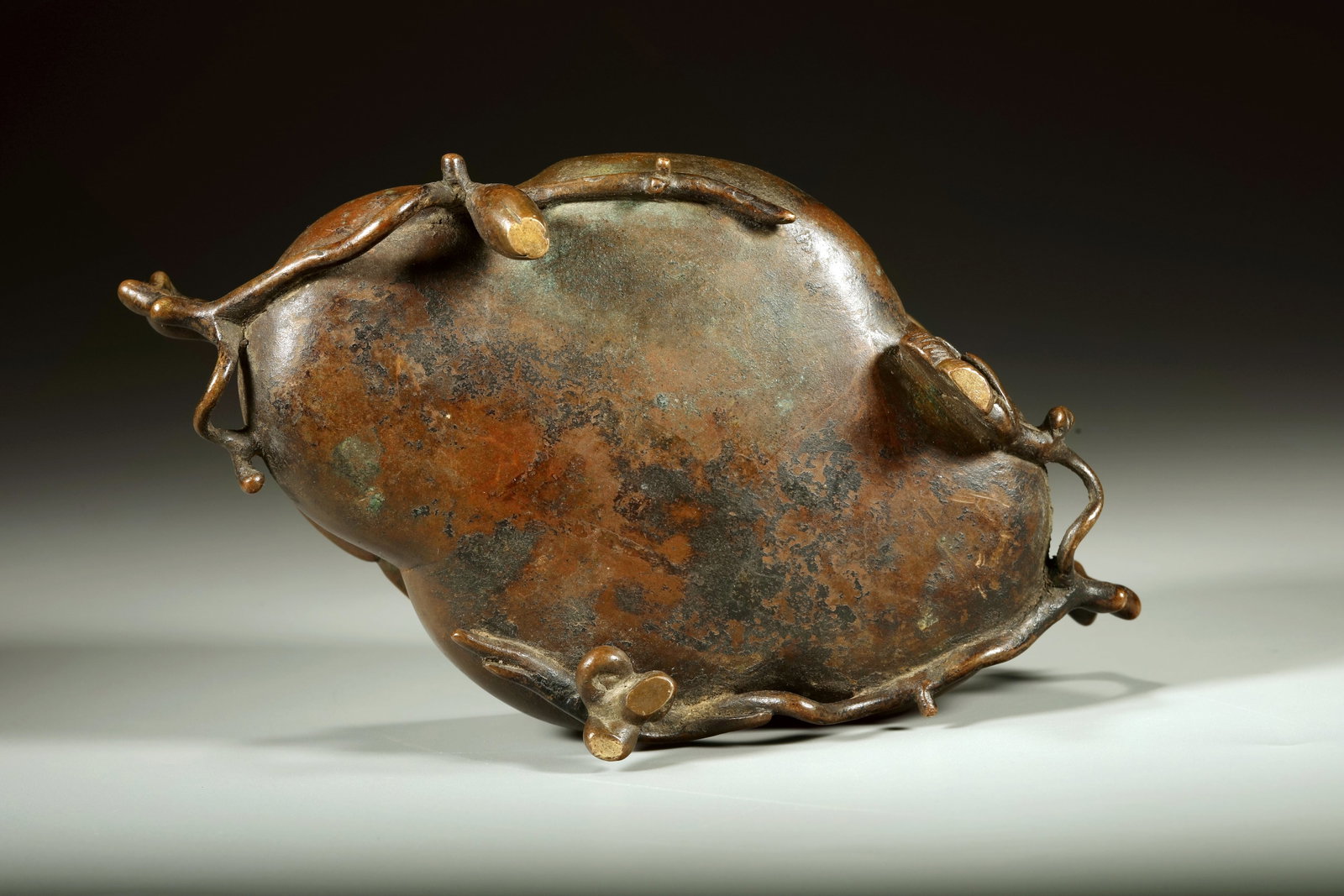 A BRONZE PINE BRANCH INCENSE BURNER - 6