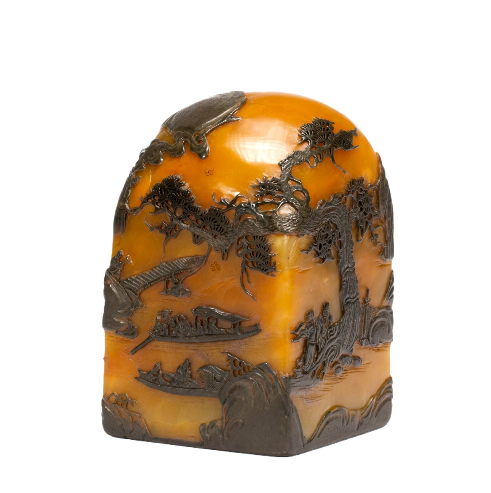 A TIANHUANG LANDSCAPE FIGURE SEAL: A TIANHUANG LANDSCAPE FIGURE SEAL Length:6cm,Width:6cm,Height:9cm;Weight:750g
