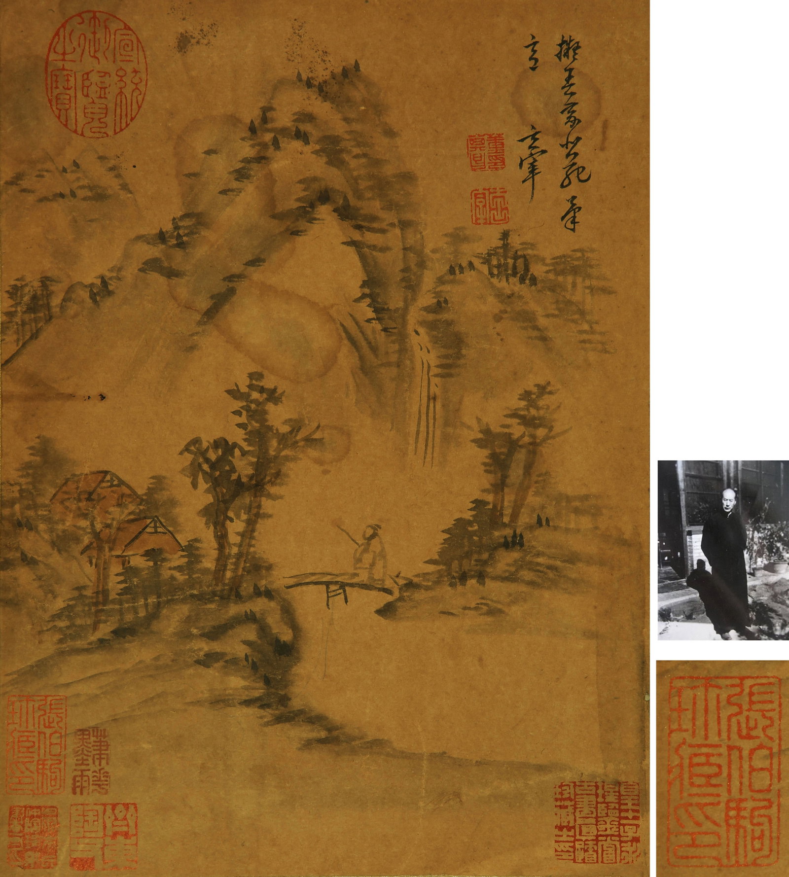 A CHINESE HAND PAINTING WITH THE MARK OF DONG QICHANG: A CHINESE HAND PAINTING WITH THE MARK OF DONG QICHANG 29.5*21.5cm