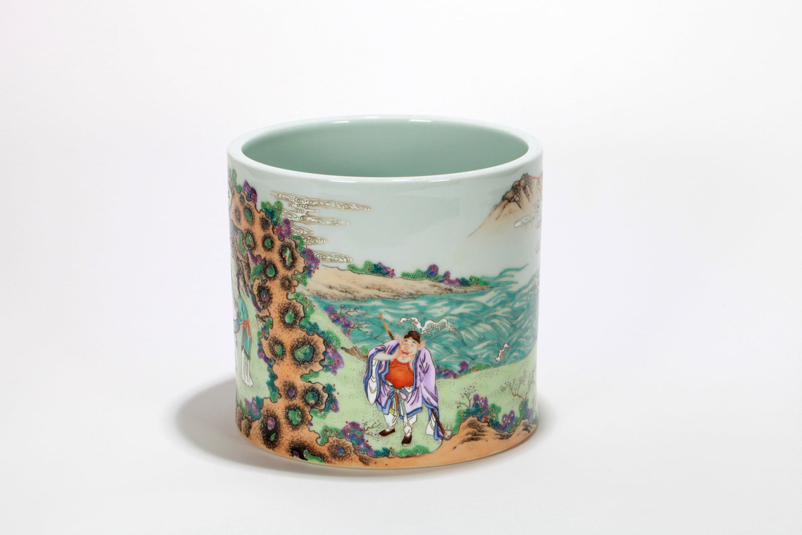 A FAMILLE ROSE FIGURAL BRUSHPOT (WITH DOCUMENTS) - 4