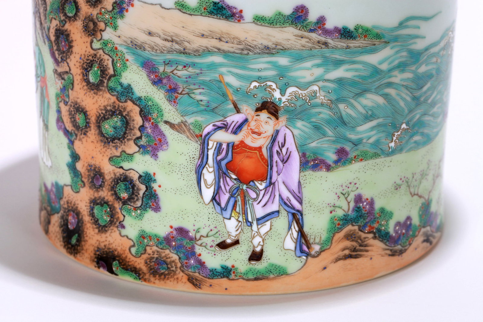 A FAMILLE ROSE FIGURAL BRUSHPOT (WITH DOCUMENTS) - 5