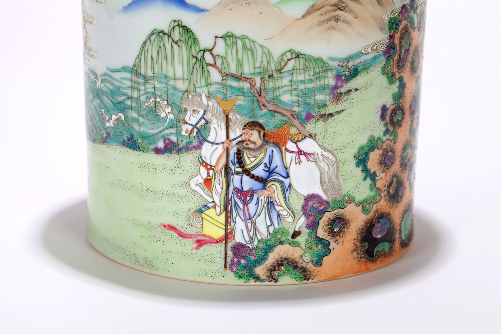 A FAMILLE ROSE FIGURAL BRUSHPOT (WITH DOCUMENTS) - 9