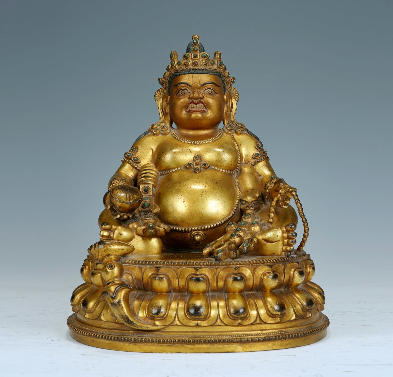 A GILT-BRONZE YELLOW JAMBHALA: A GILT-BRONZE YELLOW JAMBHALA 22*20*29cm;Weight:4750g