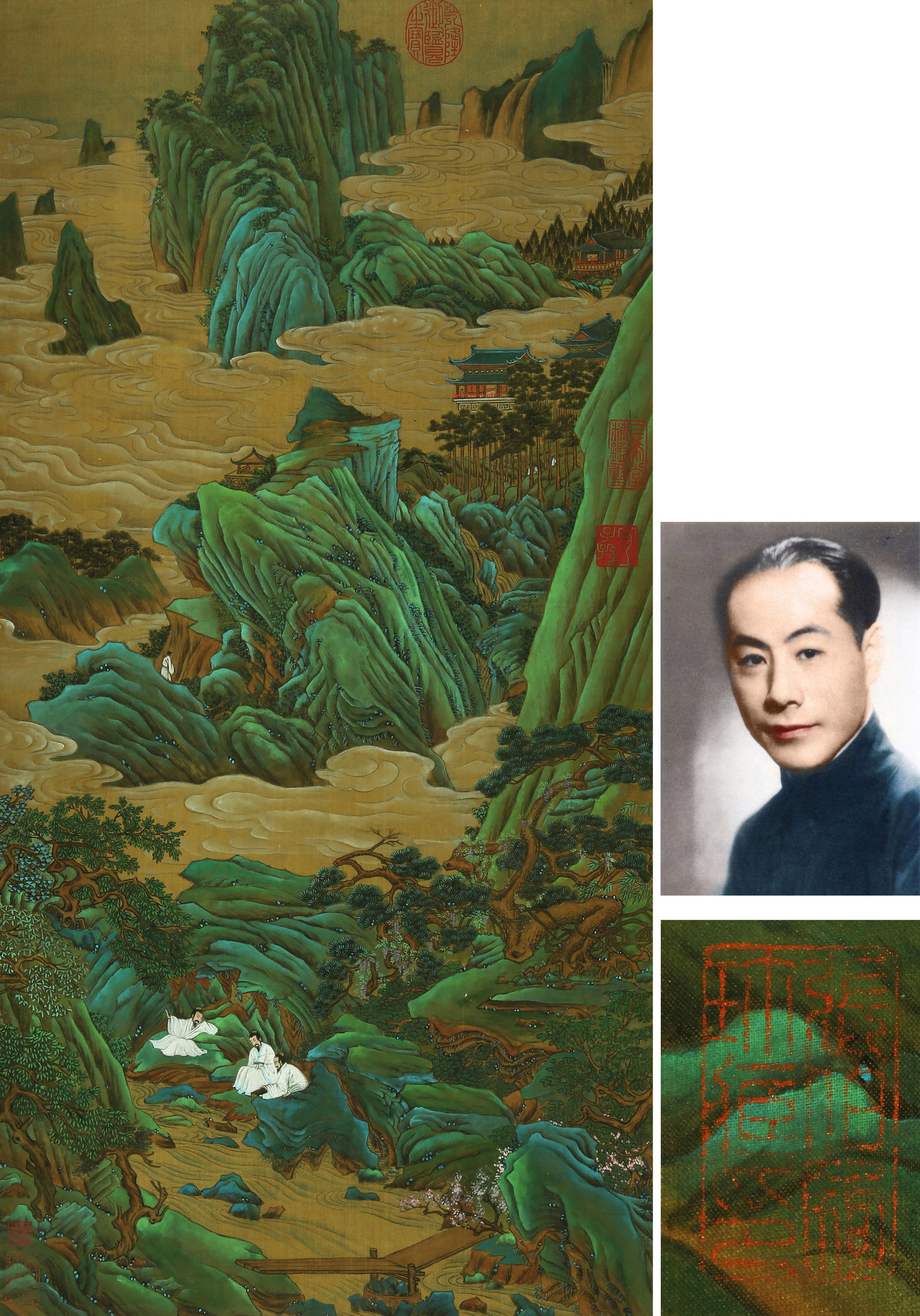 A CHINESE HAND PAINTING WITH THE MARK OF QIU YING: A CHINESE HAND PAINTING WITH THE MARK OF QIU YING 77*38cm