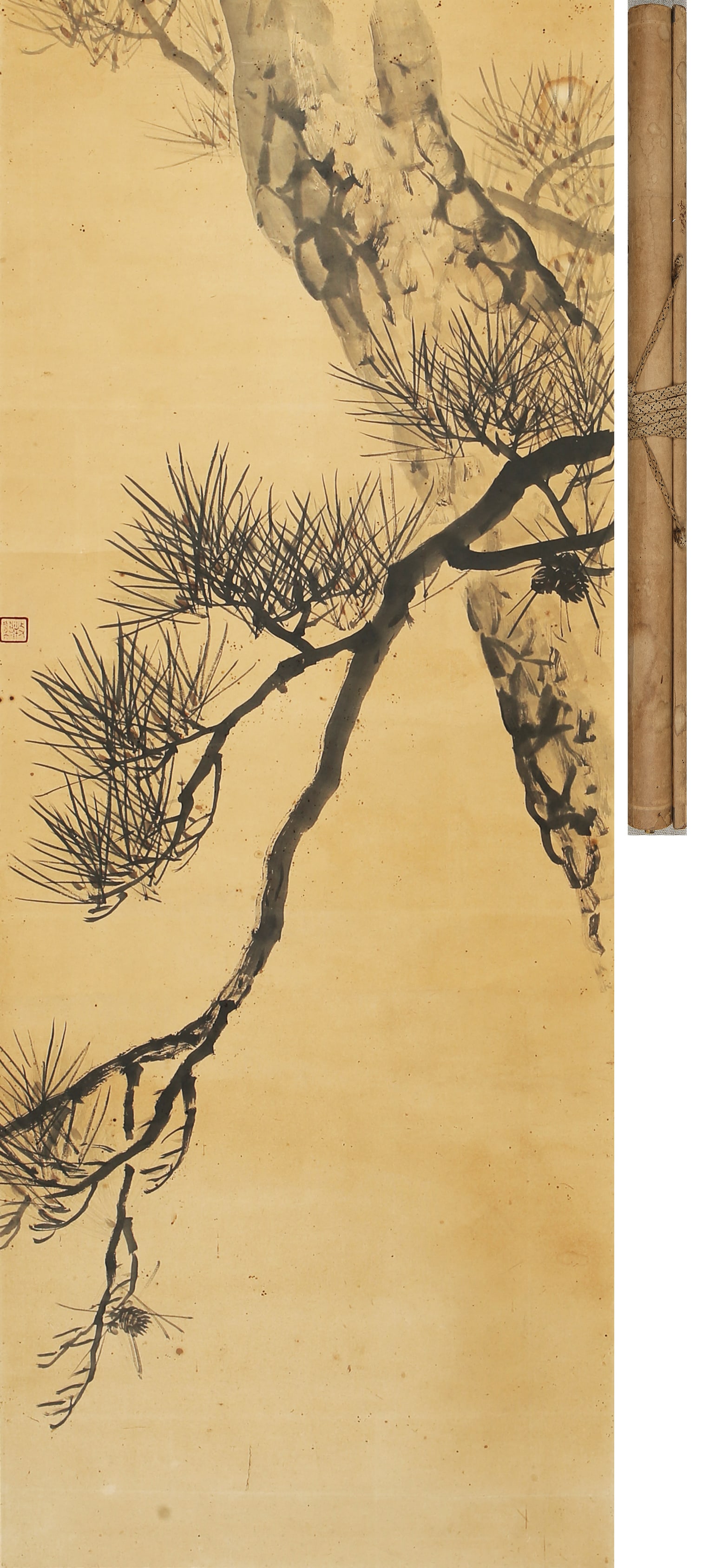 A CHINESE HAND PAINTING WITH THE MARK OF MU XI (1 of 9)