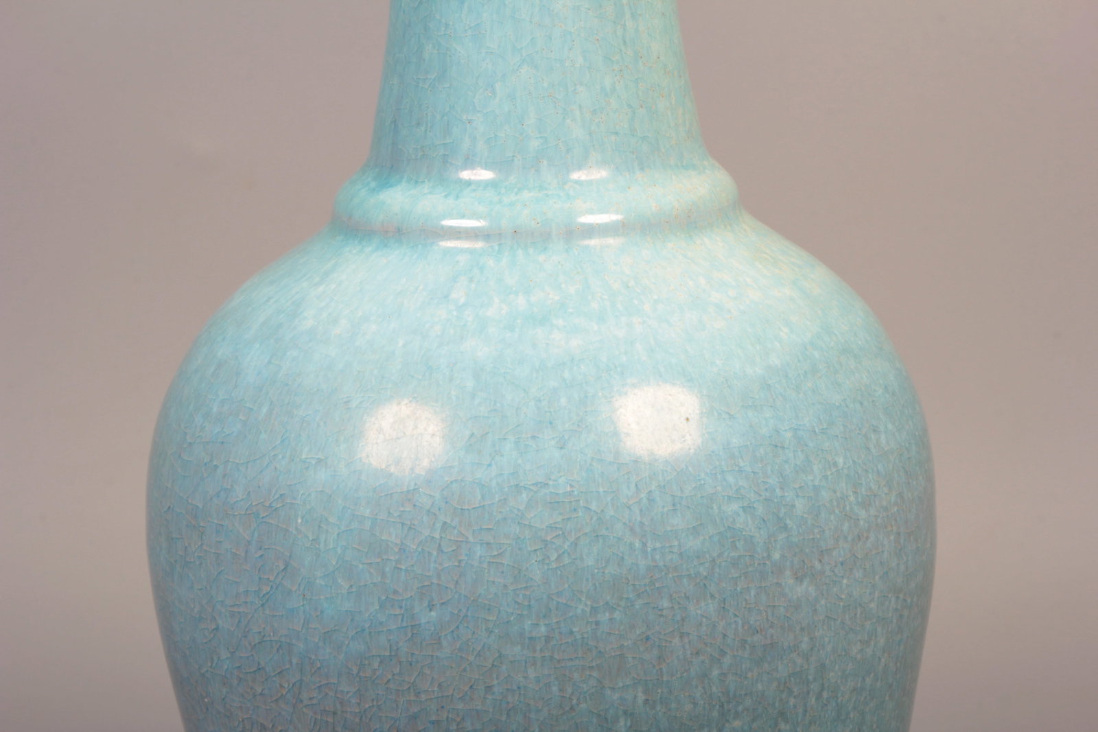 A JUN WARE BLUE-GLAZED RED-SPLASHED FLORAL-MOUTHED VASE - 9