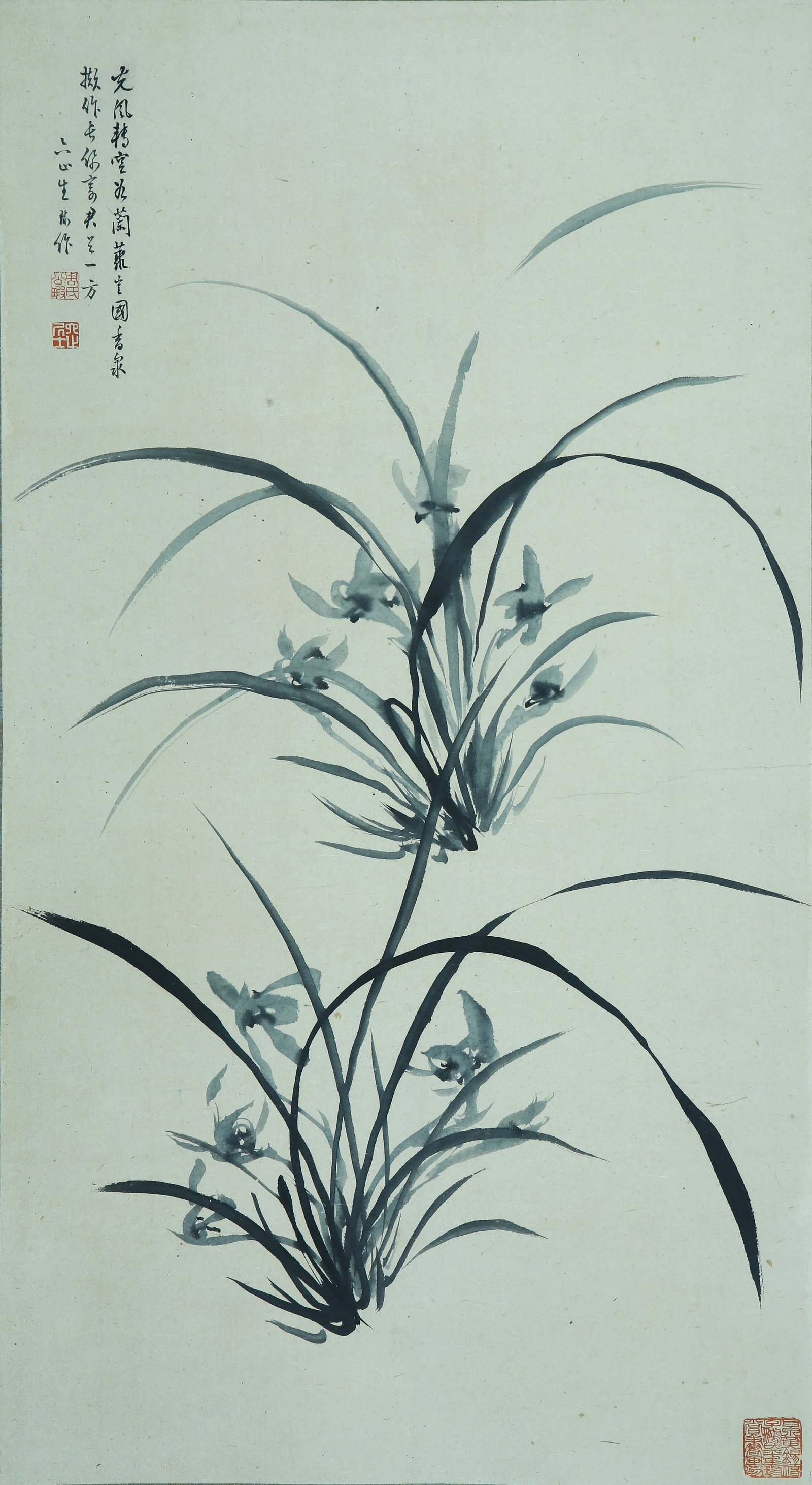 A CHINESE HAND PAINTING WITH THE MARK OF ZHOU TIANQIU: A CHINESE HAND PAINTING WITH THE MARK OF ZHOU TIANQIU 82*45cm
