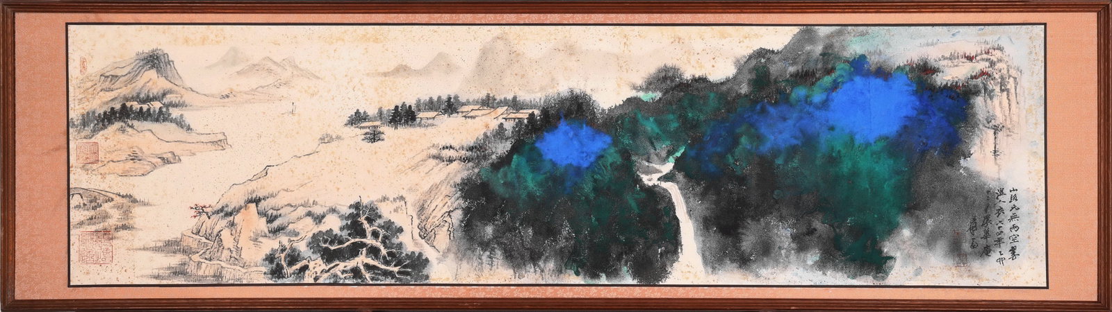 Chinese Drawing Colored Landscape Painting,Zhang Daqian Mark: Chinese Drawing Colored Landscape Painting,Zhang Daqian Mark (169 x 48cm)