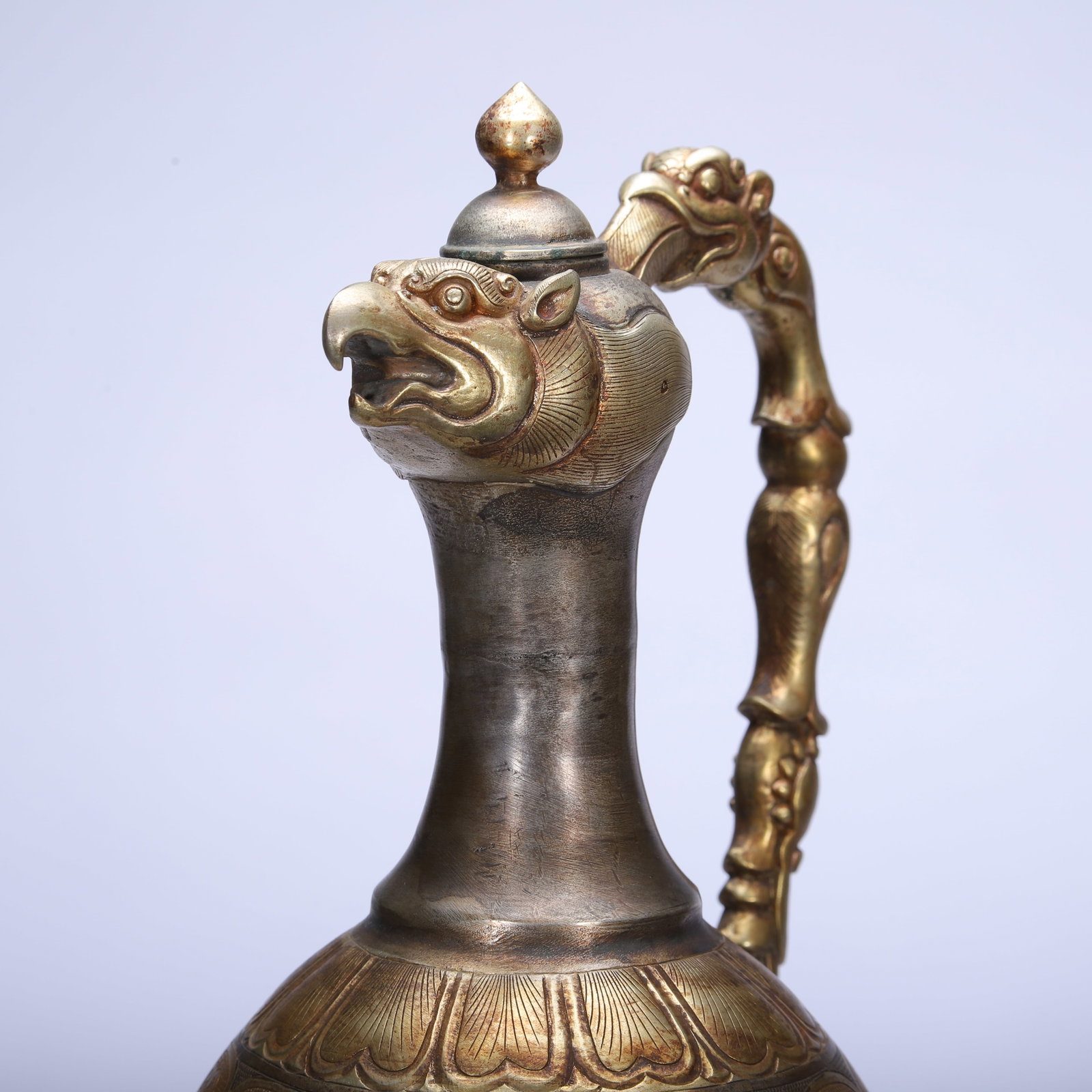 Gilt Silver Carved Beast and Flower Pattern Pot - 5