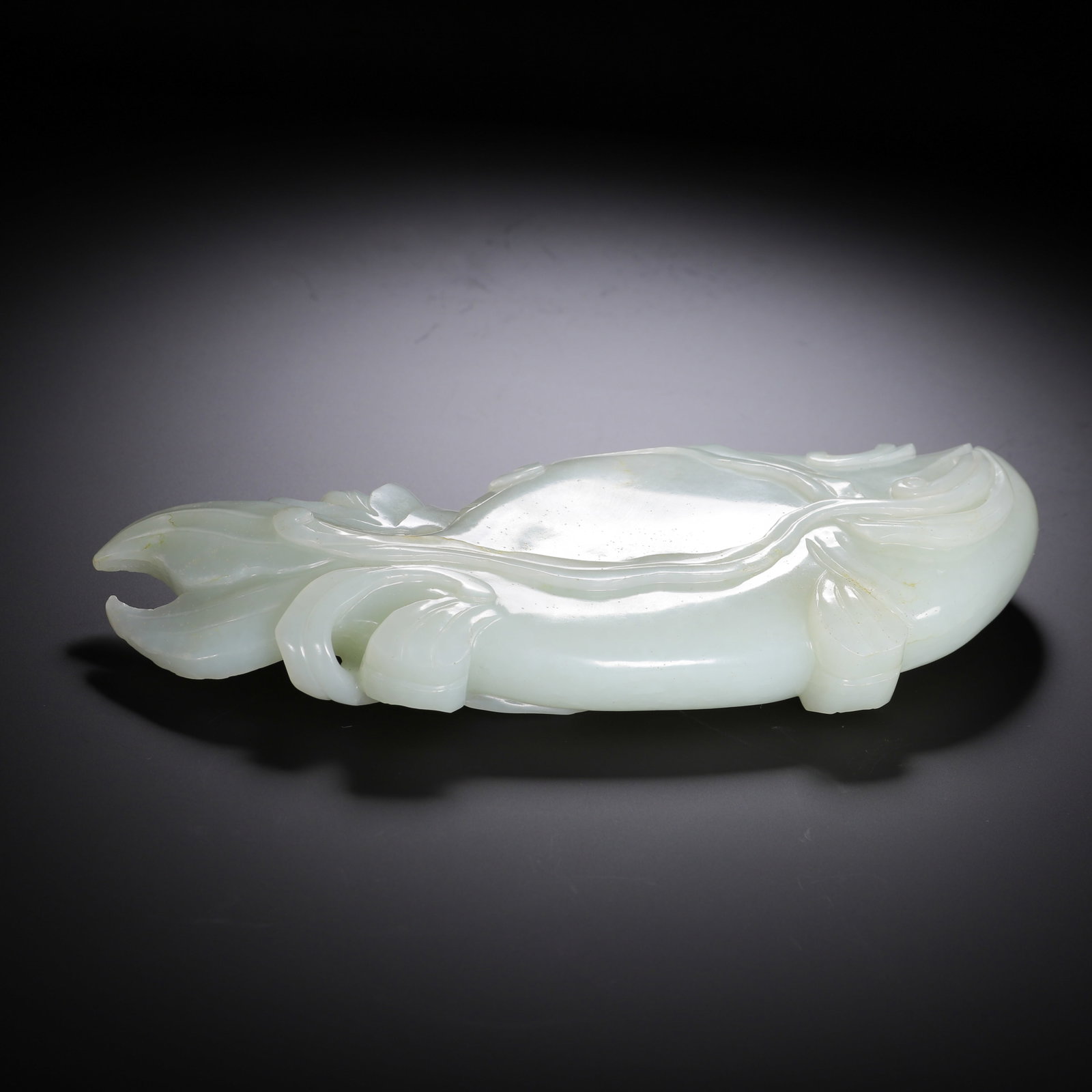 Jade Carved Lotus Flower Pattern Fish Shape Figure - 8