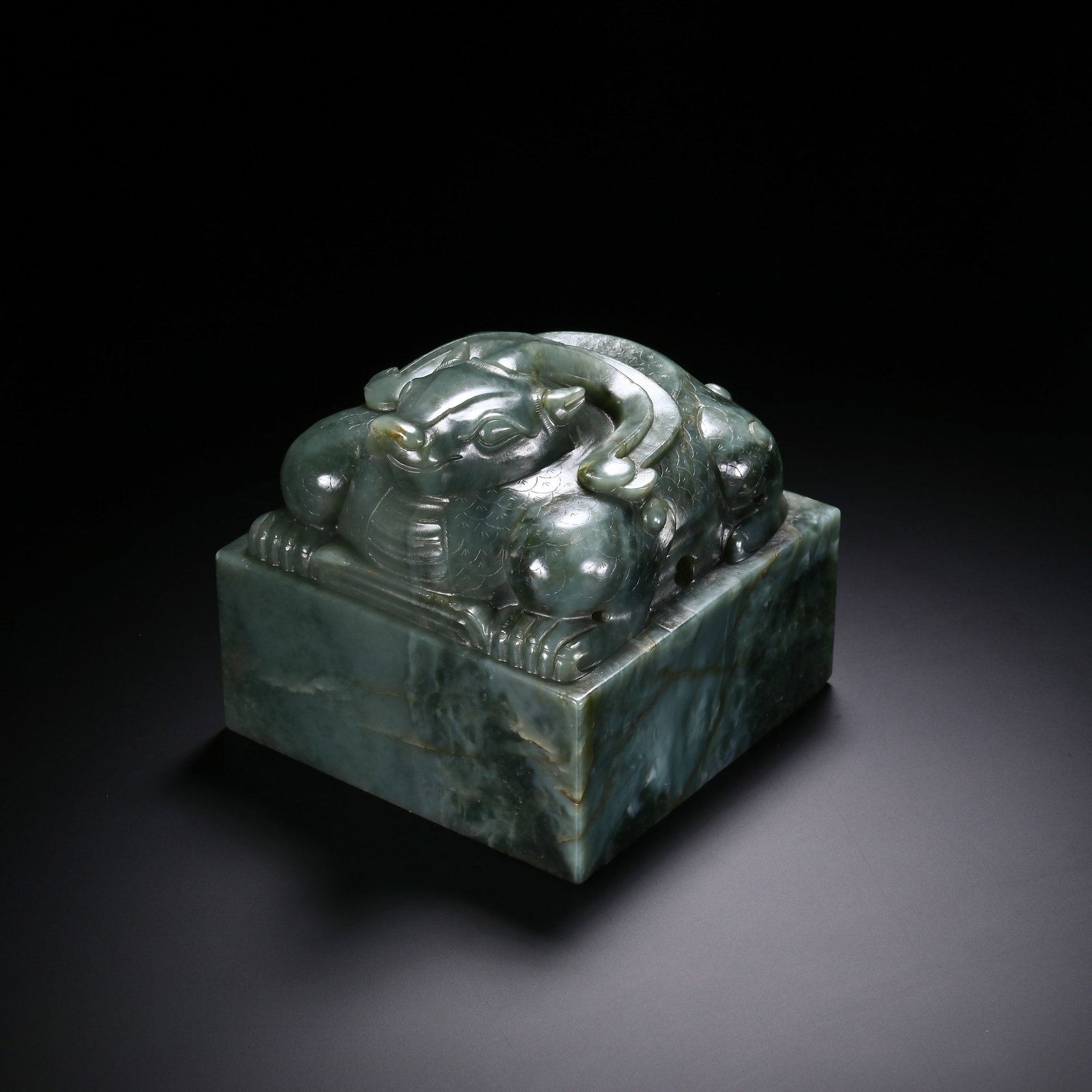 Jasper Jade Carved Beast Shape Stone Seal: Jasper Jade Carved Beast Shape Stone Seal (10 x 10.5cm)