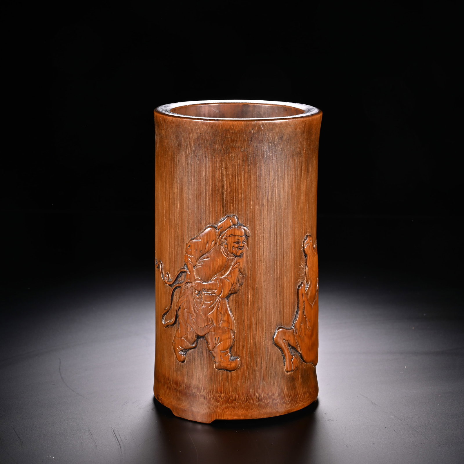 Bamboo Carved Character and Beast Pattern Brush Pot (1 of 7)