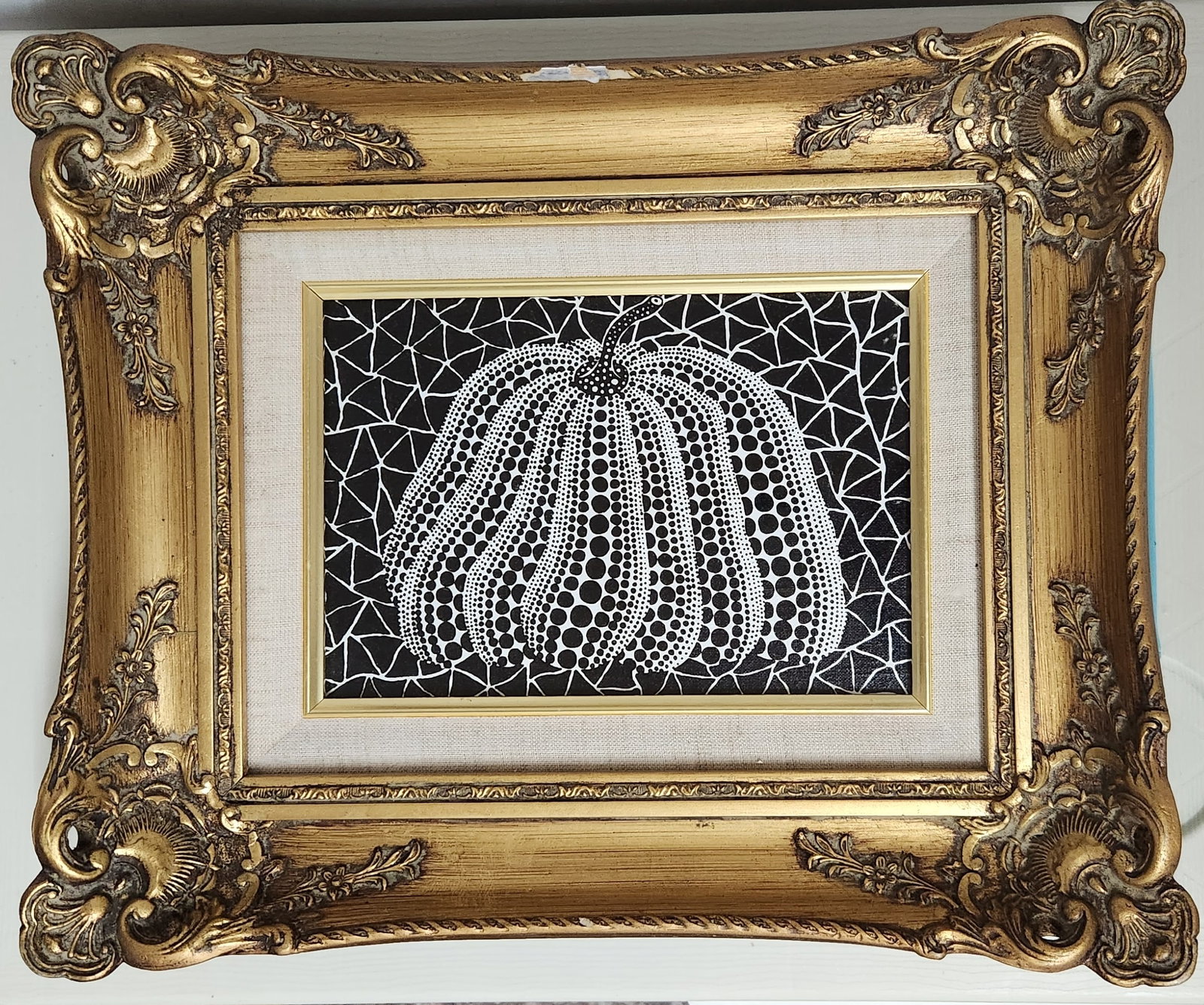 Drawing Pumpkin Oil Painting,Yayoi Kusama Mark: Drawing Pumpkin Oil Painting,Yayoi Kusama Mark (38 x 31cm)