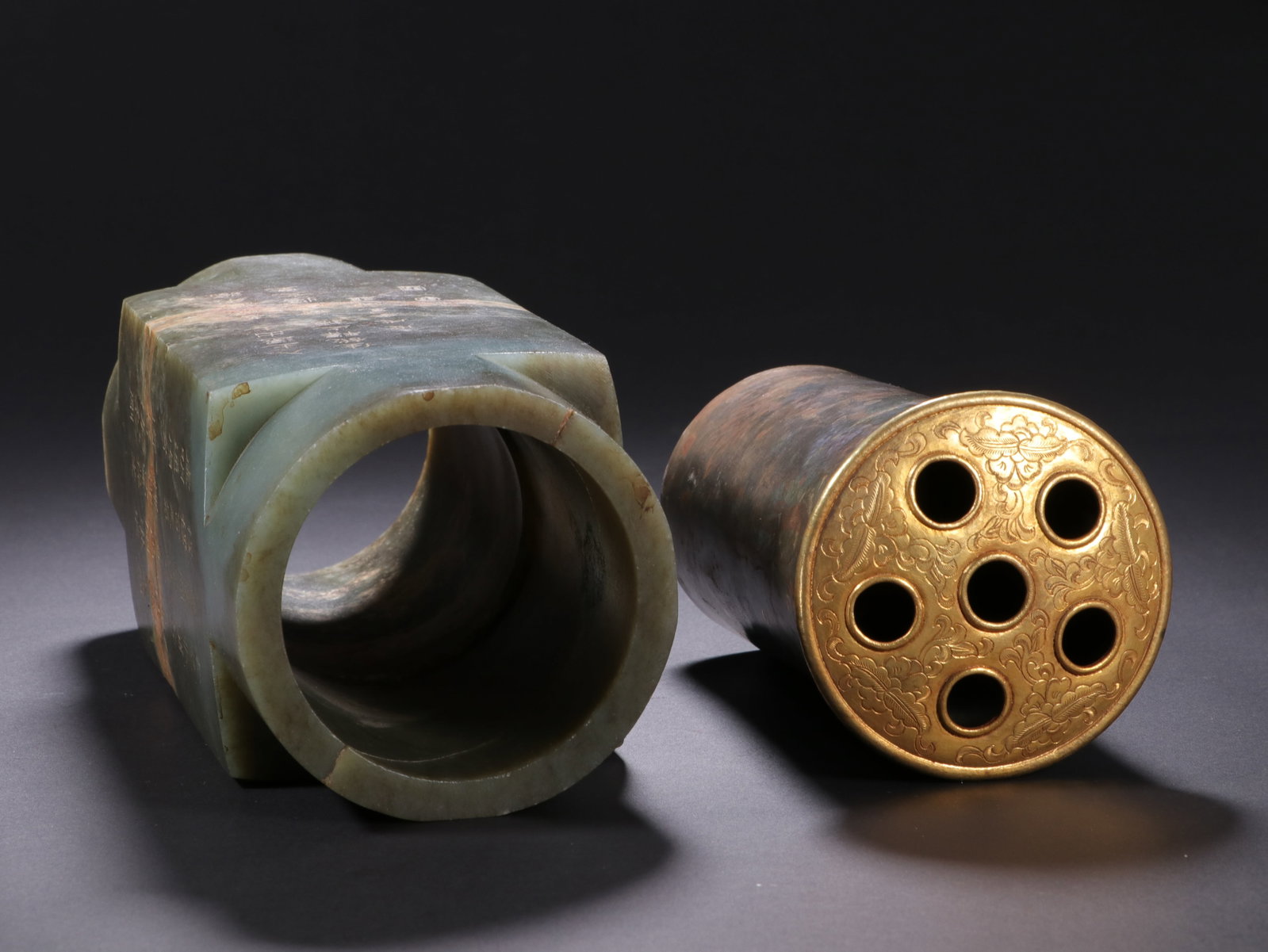 Jade Carved Poetry Pattern Cong - 8