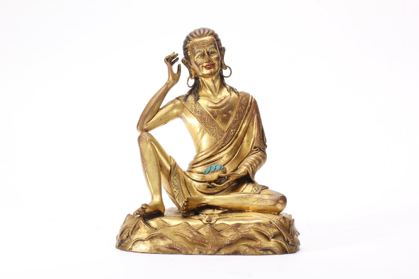 Gilt Bronze Arhat Figure: Gilt Bronze Arhat Figure (13 x 15 x 9.5cm?1020g)
