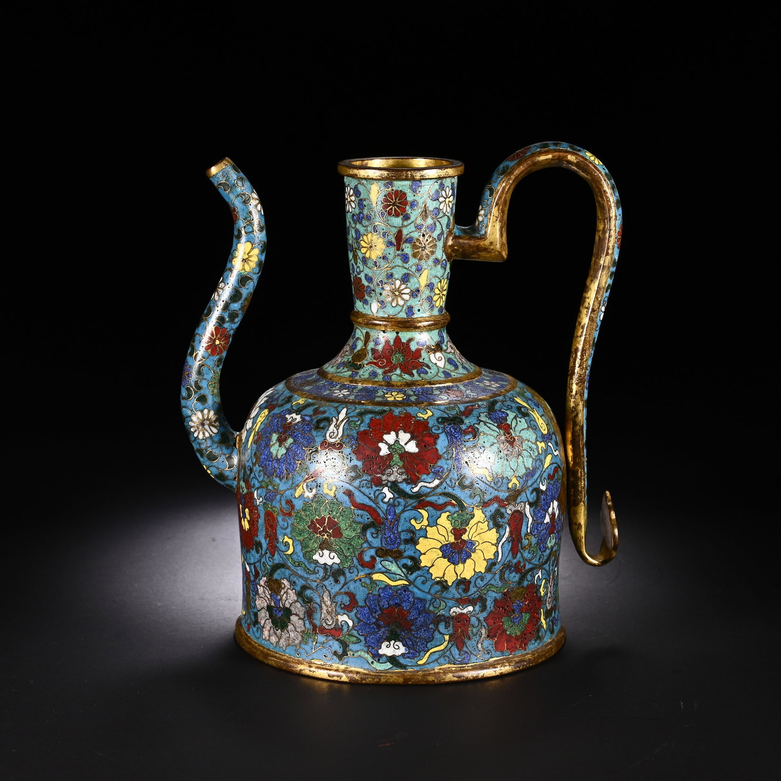 Bronze Cloisonne Carved Flower Branch Pattern Pot: Bronze Cloisonne Carved Flower Branch Pattern Pot (18 x 15cm)
