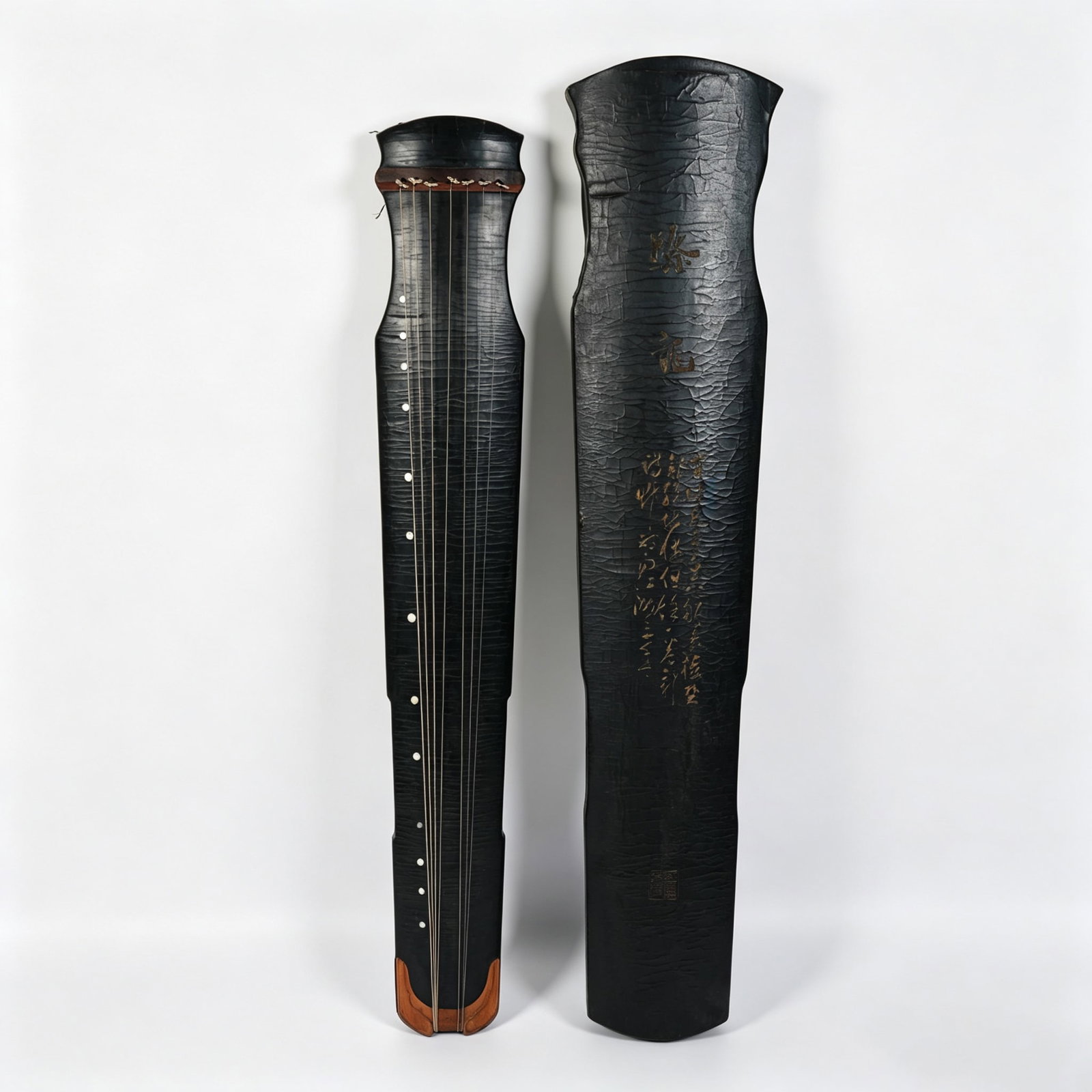 Lacquerware Carved Poetry Pattern Guqin: Lacquerware Carved Poetry Pattern Guqin (122cm)