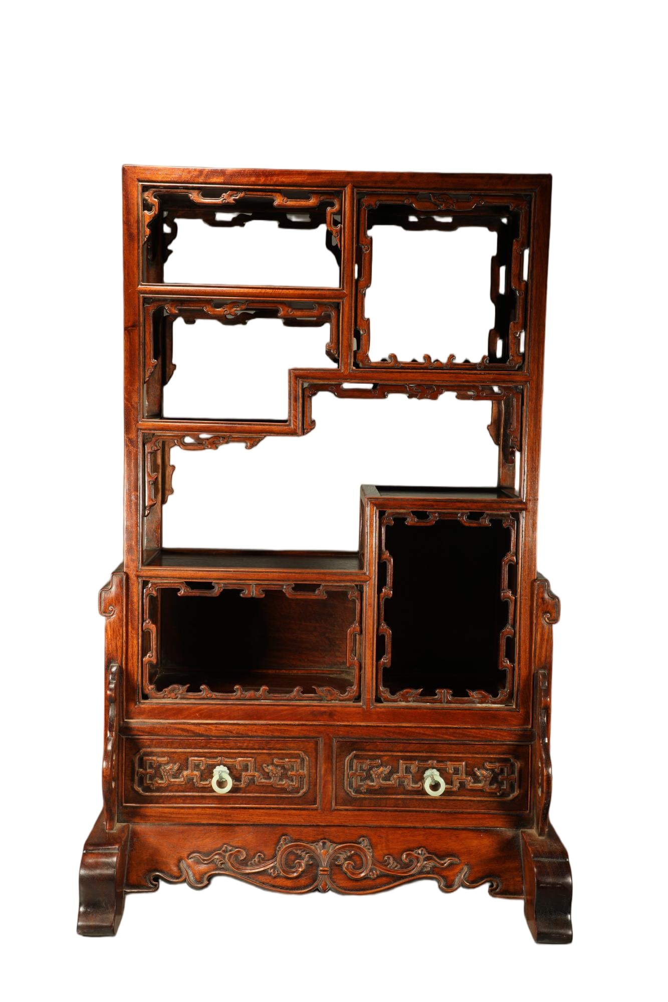 Huanghuali Wood Carved Dragon Pattern Treasure Cabinet: Huanghuali Wood Carved Dragon Pattern Treasure Cabinet (56 x 43 x 87cm)