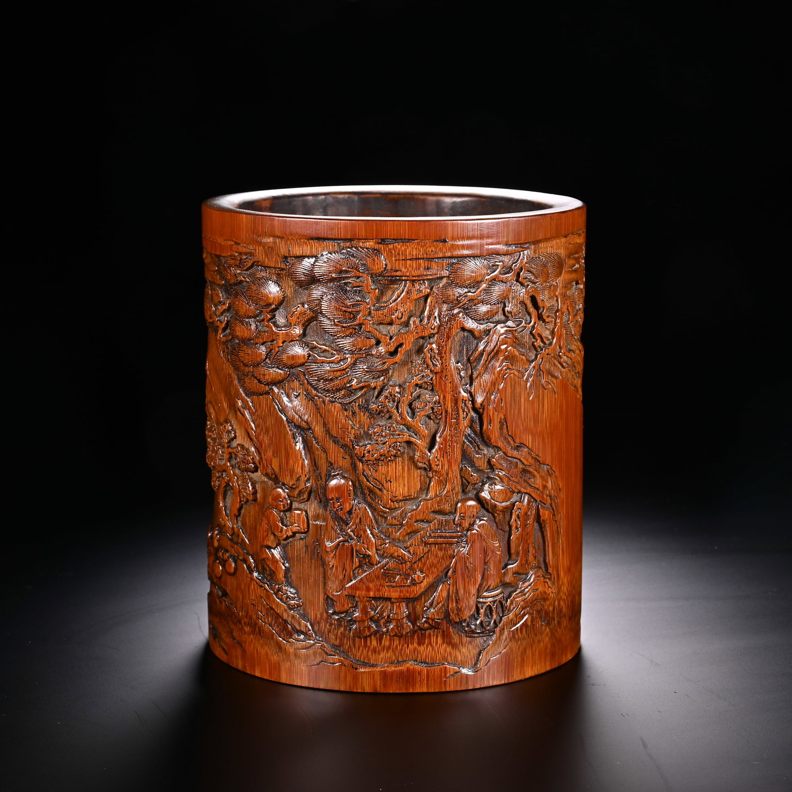 Bamboo Carved Landscape and Character Story Pattern Brush Pot (1 of 10)