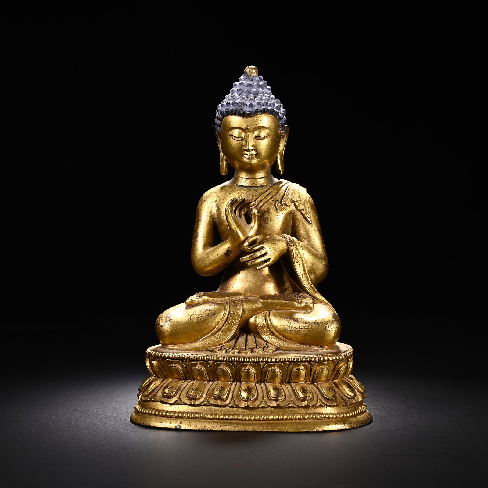 Gilt Bronze Amitabha Figure: Gilt Bronze Amitabha Figure (19.5 x 13cm)