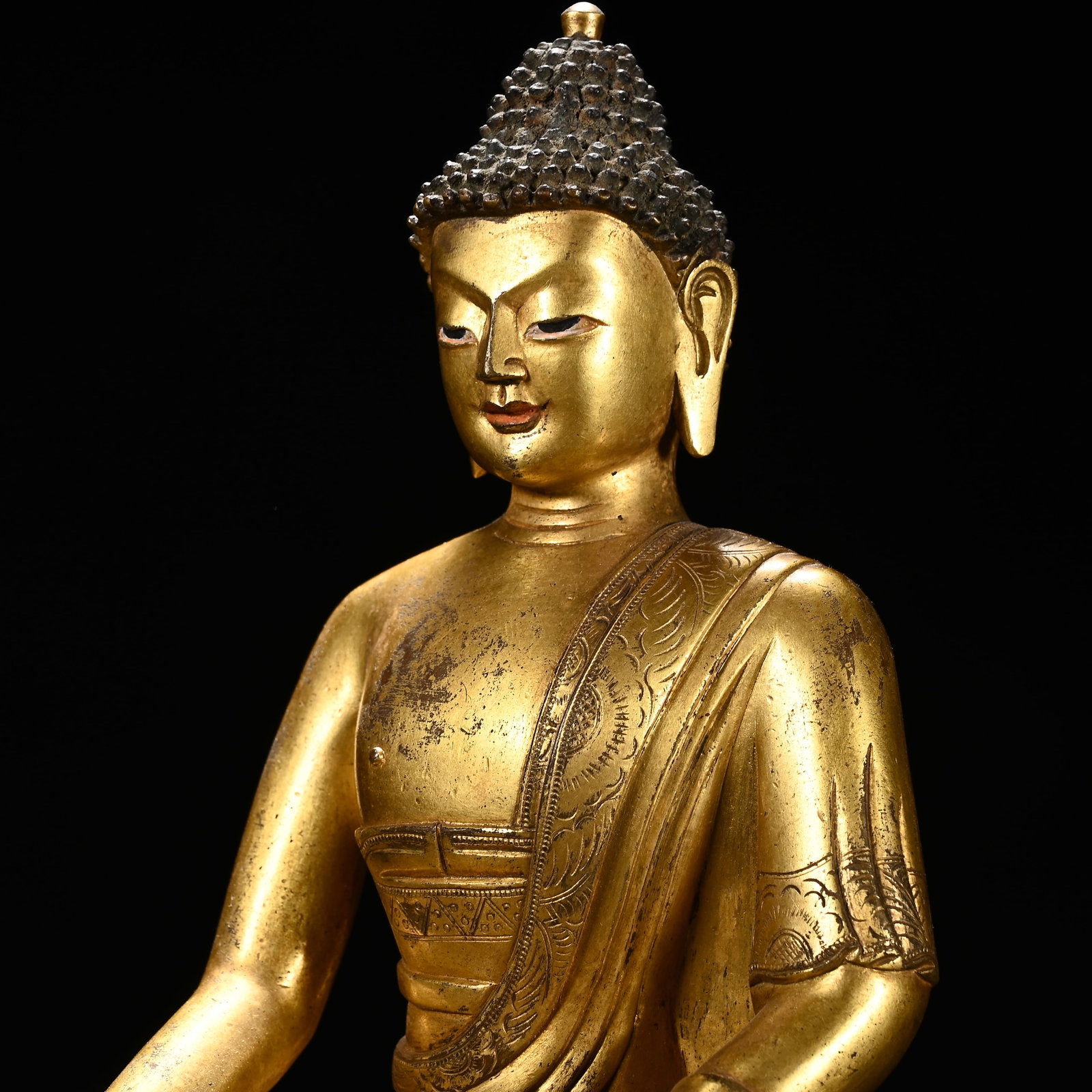 Gilt Bronze Sakyamuni Figure - 5