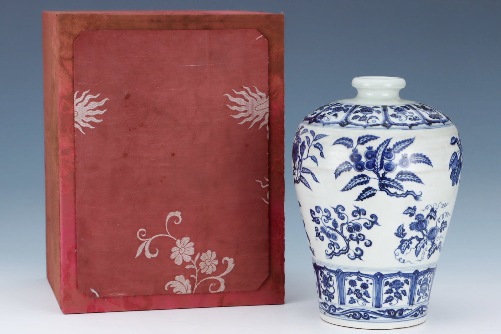 Blue and White Flower Pattern Porcelain Vase - 2