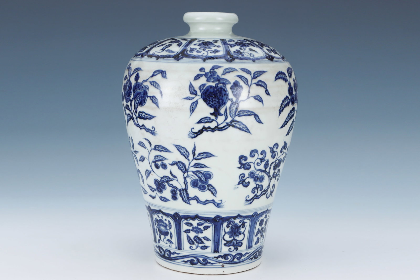 Blue and White Flower Pattern Porcelain Vase - 3