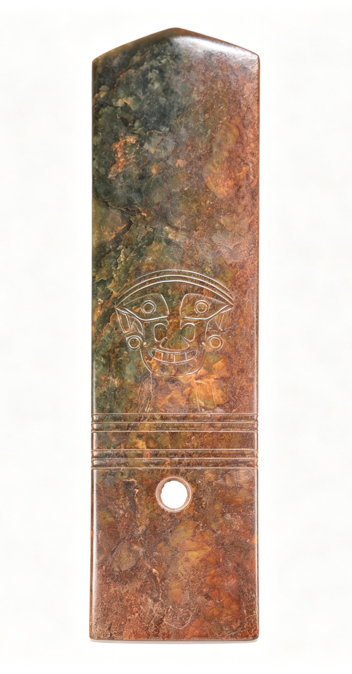 Jade Carved Beast Face and Bird Pattern Bi - 2
