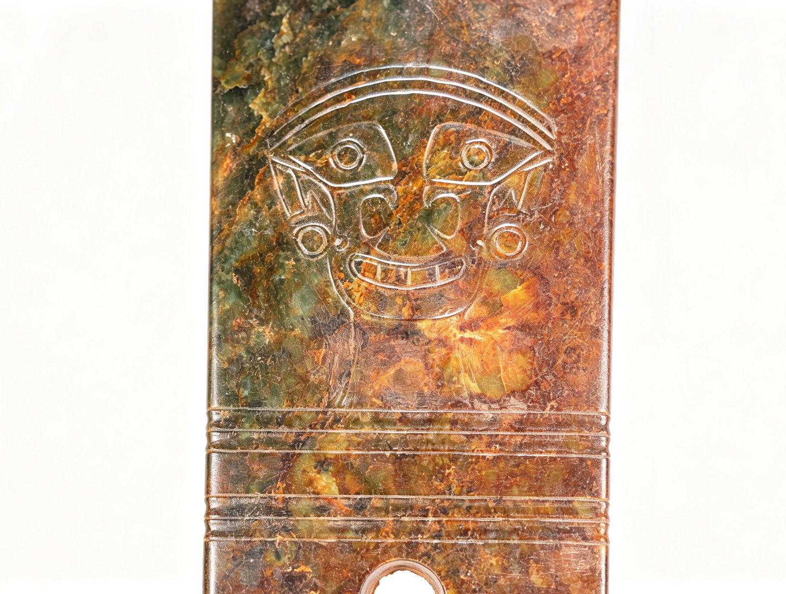 Jade Carved Beast Face and Bird Pattern Bi - 4