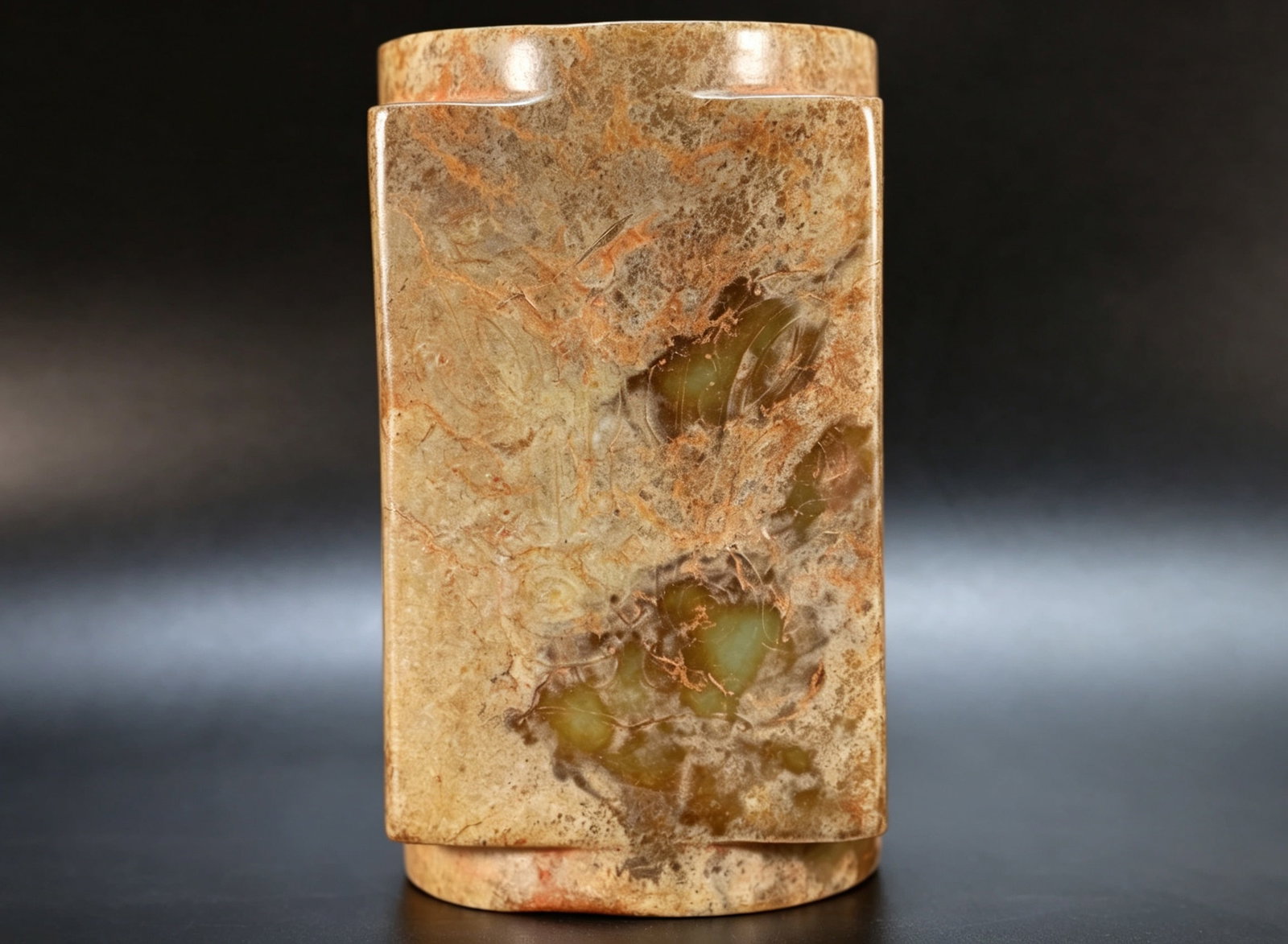 Jade Carved Beast Face and Bird Pattern Cong - 2