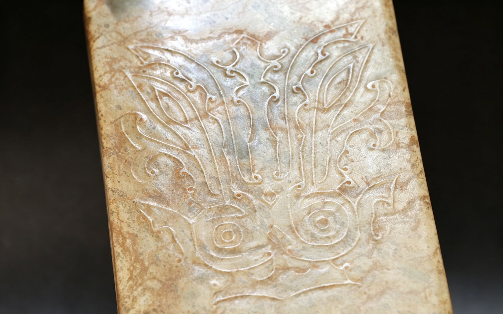 Jade Carved Beast Face and Bird Pattern Cong - 7