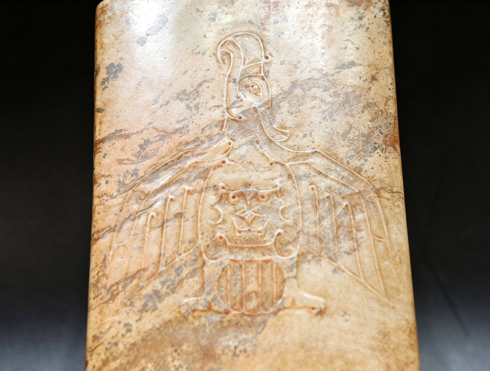 Jade Carved Beast Face and Bird Pattern Cong - 9